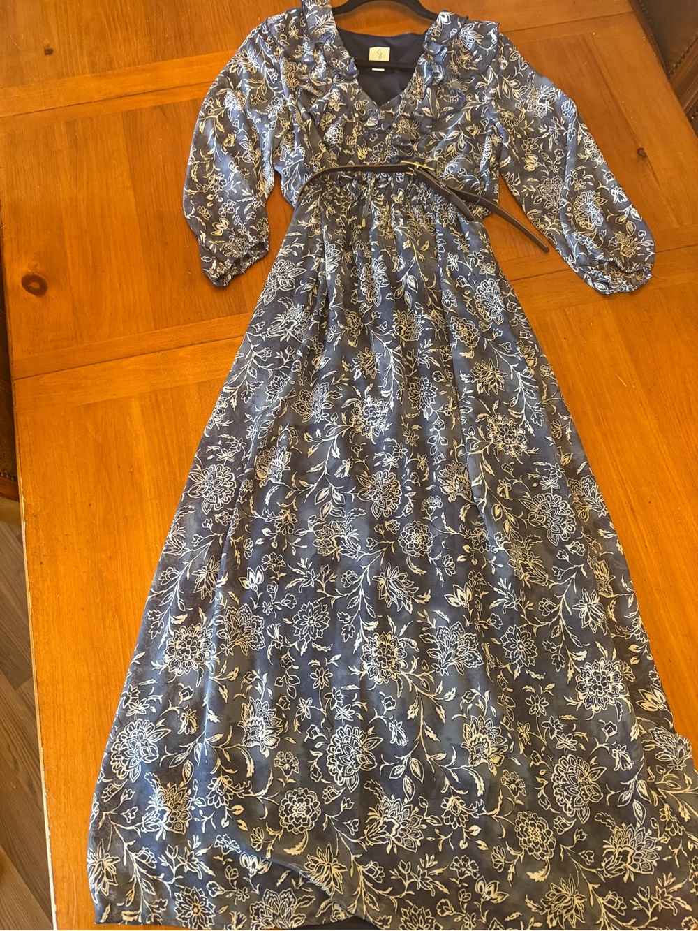 Joie Navy Floral Maxi Dress with Belt